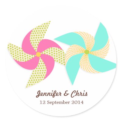 Pinwheel Wedding Favor Sticker