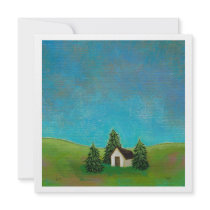 Pioneer house art peaceful landscape painting invites