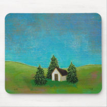 Pioneer house art peaceful landscape painting mousepads