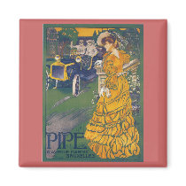 Pipe Automobile - Vintage Belgian Advertisement Refrigerator Magnets