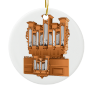 Pipe Organ, Church Organ Graphic Brown Christmas Tree Ornament