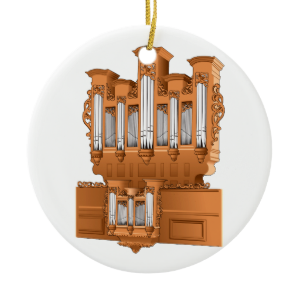 Pipe Organ, Church Organ Graphic Brown Christmas Tree Ornament