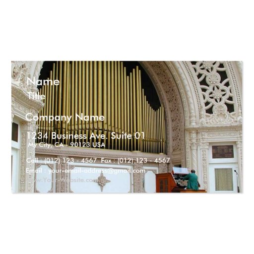 Pipe Organ Spreckels Business Card (front side)