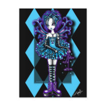 "Piper" Harlequin Teal Dragonfly Fairy Postcard by mykajelina "Piper" Harlequin Teal Dragonfly Fairy Postcard