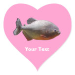 Piranha South American Fish Pink Heart Shaped Stickers