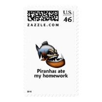 Piranhas ate my Homework postage by TheRealShuba Piranhas ate my Homework postage