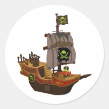 Pirata androide en una nave pegatinas redondas