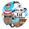 Pirate 1st Birthday T-shirts and Gifts stickers by kids_birthdays Pirate 1st Birthday T-shirts and Gifts stickers