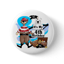 Pirate 4th Birthday Tshirts and Gifts Pin