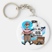 Pirate 4th Birthday Tshirts and Gifts Key Chains