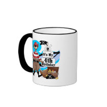 Pirate 4th Birthday Tshirts and Gifts mugs by kids_birthdays Pirate 4th Birthday Tshirts and Gifts mugs