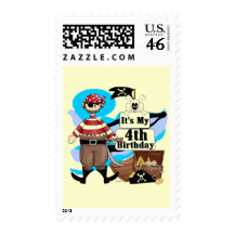 Pirate 4th Birthday Tshirts and Gifts Postage Stamp