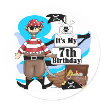 Pirate 7th Birthday Tshirts and Gifts Stickers