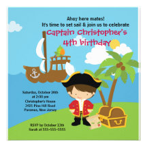Pirate Ahoy Mates Birthday Party Invitation Boy