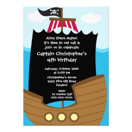 Pirate Ahoy Mates Birthday Party Invitation Boy