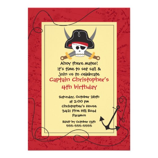 Pirate Ahoy Mates Boy Birthday Party Invitation