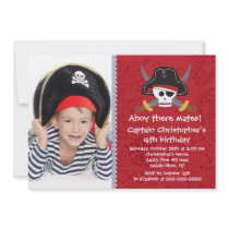 Pirate Ahoy Mates Boy Photo Birthday Party Custom Announcements