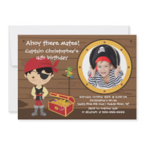 Pirate Ahoy Mates Boy Photo Birthday Party Personalized Announcements