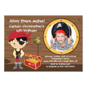 Pirate Ahoy Mates Boy Photo Birthday Party 5x7 Paper Invitation Card