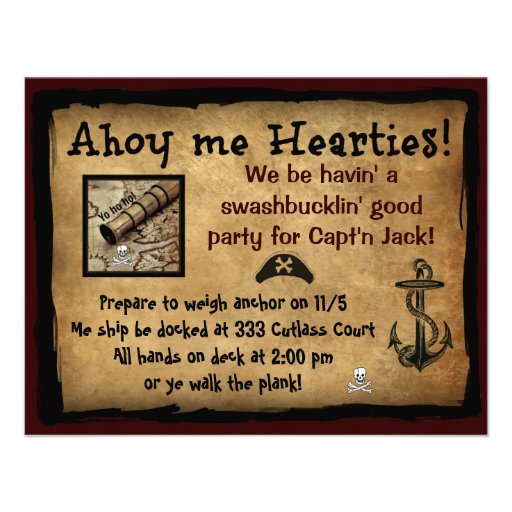 Pirate Ahoy Me Hearties! Party Invites