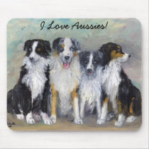 Pirate and Daughters - Australian Shepherds Mousepad
