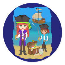 Pirate and Treasure Envelope Seal Sticker