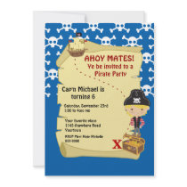 Pirate and Treasure Map Pirate Party Invitation invitations