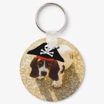 Pirate Bassett Hound Key Chain keychains
