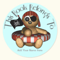 Pirate Bear Bookplate Sticker