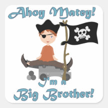 Pirate Big Brother Square Stickers