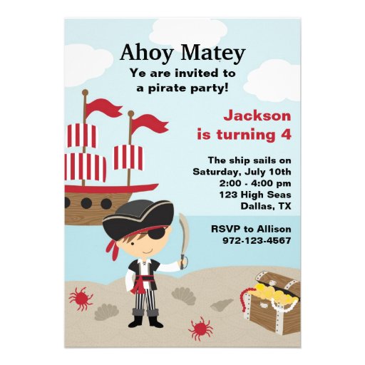 Pirate BIrthday Invitations (front side)