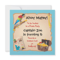 Pirate Birthday Party and Treasure Hunt Invites