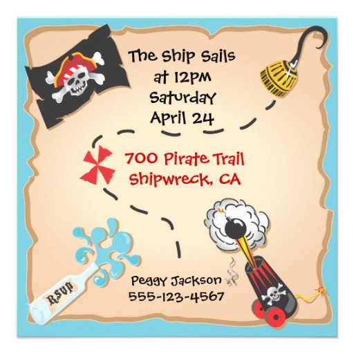 Pirate Birthday Party and Treasure Hunt Invites