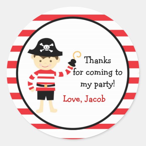 Pirate Birthday Party Favor Stickers Labels seals