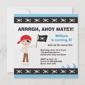 Pirate birthday party invitation for boys invitation
