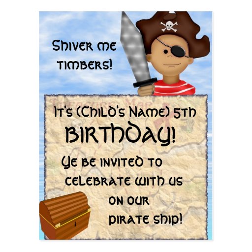 Pirate Birthday Party Postcard | Zazzle