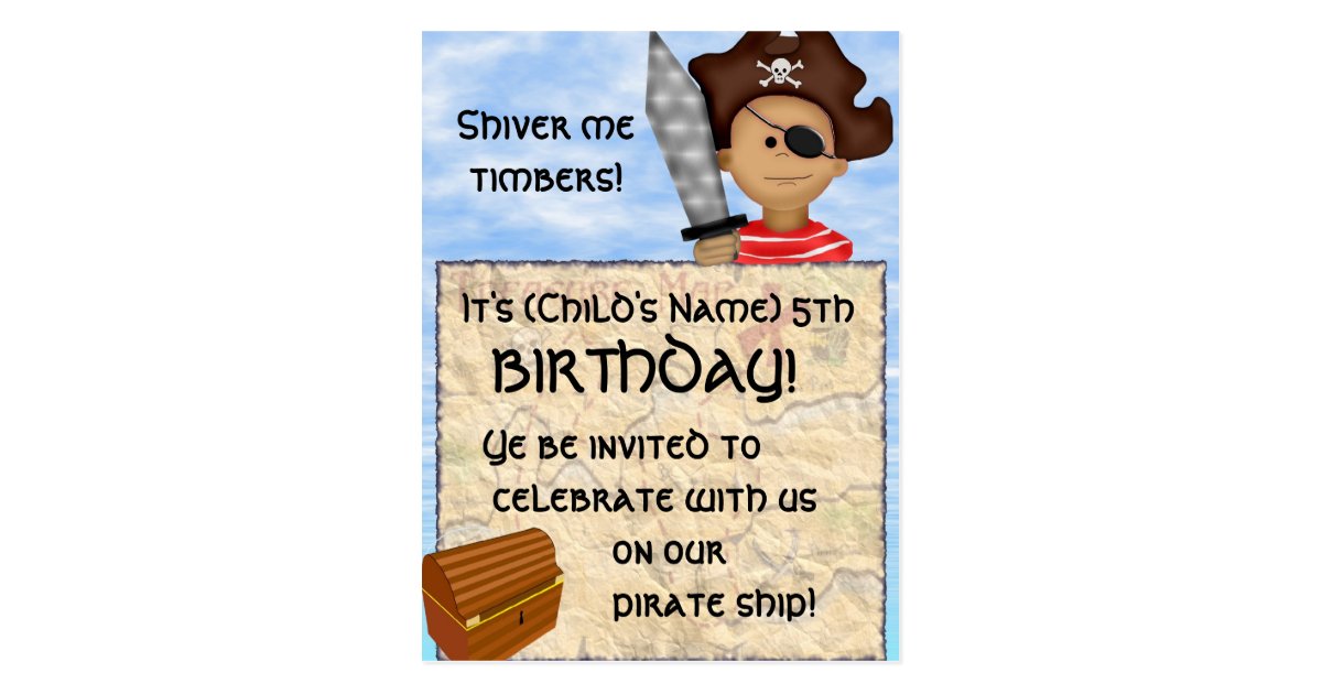 Pirate Birthday Party Postcard | Zazzle