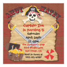 Pirate Birthday Party with Photo Insert Invitation