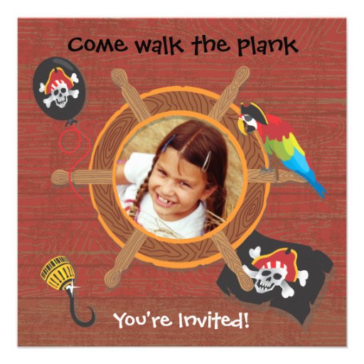Pirate Birthday Party with Photo Insert Invitation