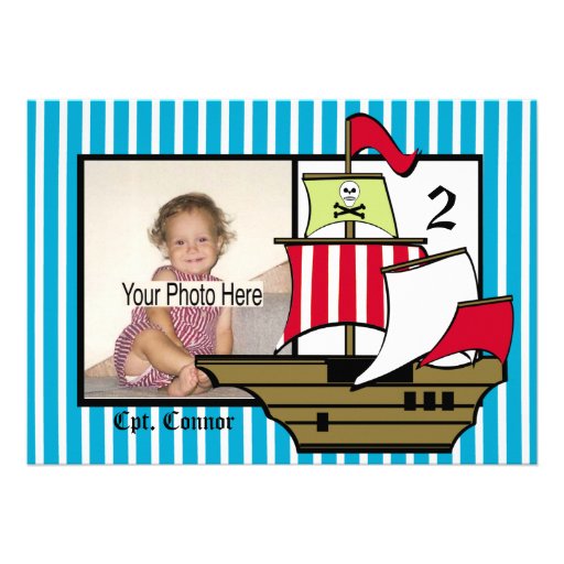 Pirate Birthday Ship Photo Custom Invites