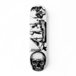 Pirate black and white skull's with ship and sword skateboard