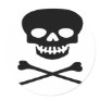 Pirate Black Skull and Crossbones Round Sticker