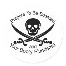 Pirate Booty Plundered Round Stickers