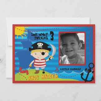 Pirate Boy Birthday, Ahoy Mateys! invitation