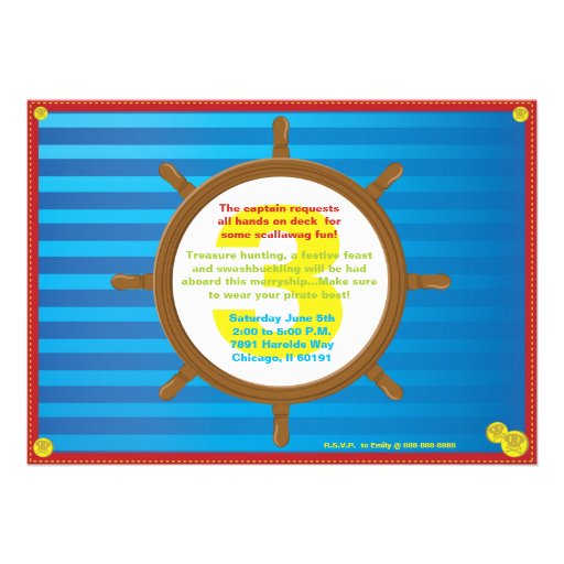 Pirate Boy Birthday Party Invitation, Ahoy Mateys!