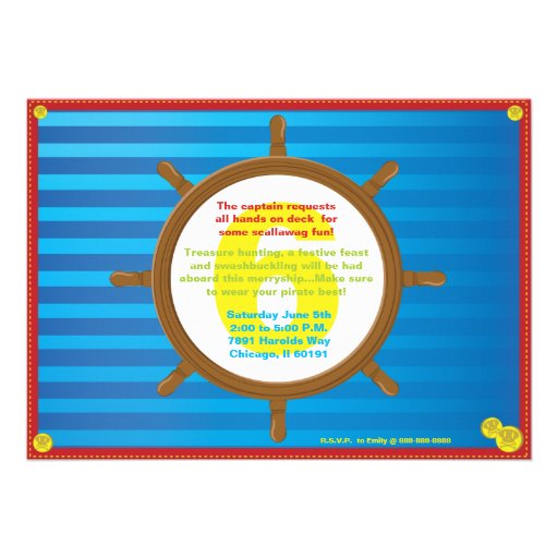 Pirate Boy Birthday Party Invitation, Ahoy Mateys!
