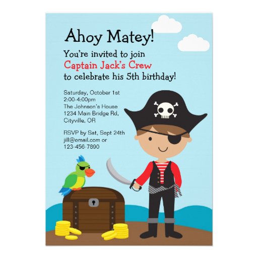 Pirate Boy Invitation (front side)