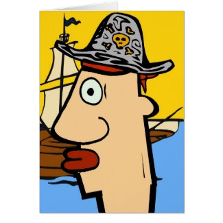 Pirate Cartoon Head Greeting Cards