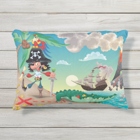 Pirate Cartoon Outdoor Accent Pillow