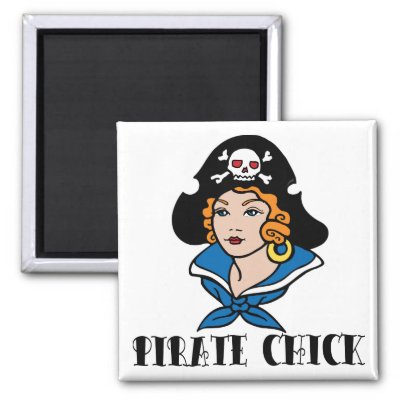 Pirate Chick Tattoo Refrigerator Magnet by gotrum